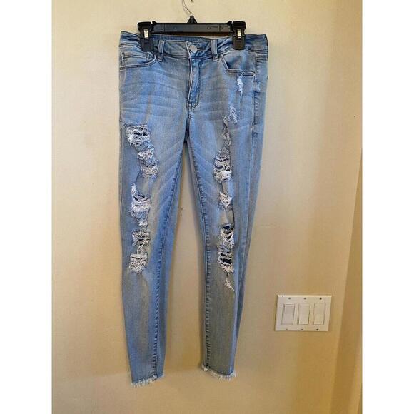 Refuge Destressed Denim Raw Hem Jeans Sz.2 - Picture 3 of 11